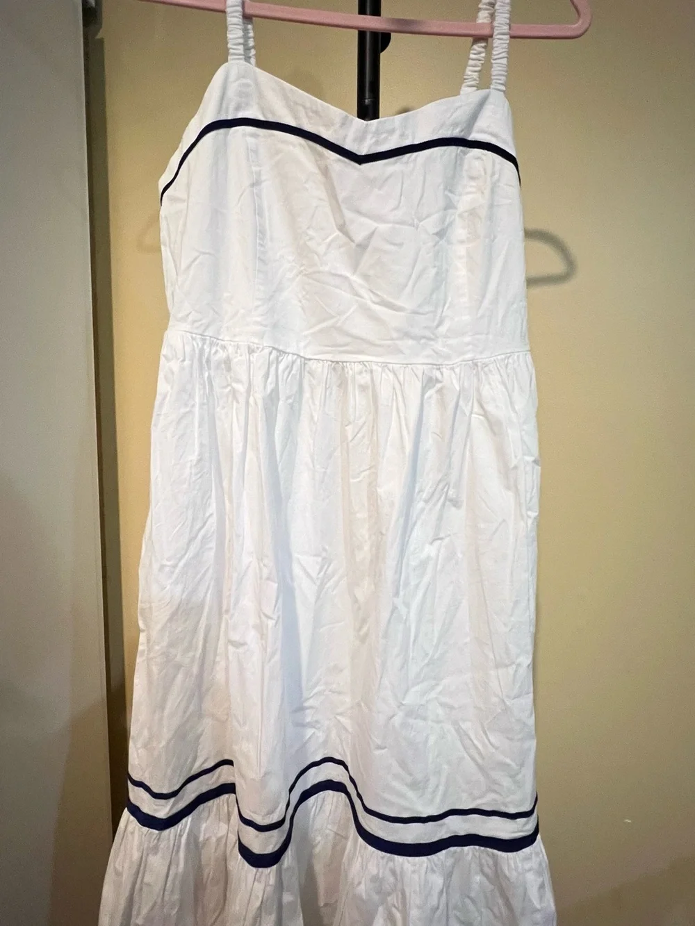 J. Crew White Dress with Navy Trim